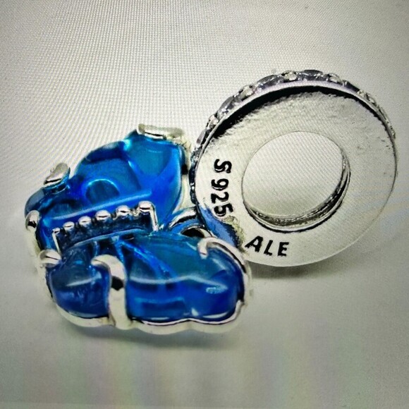 Authentic Pandora, Blue Murano Glass Butterfly Dangle Charm #792698C01 - Picture 4 of 4